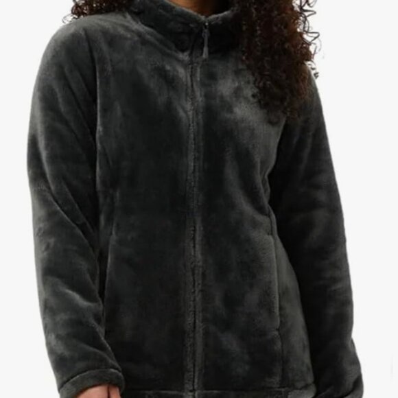 32 Degrees Plush Faux Fur Jacket, Full Zip, Soft & Cozy, XS, Dark Green - Picture 1 of 4